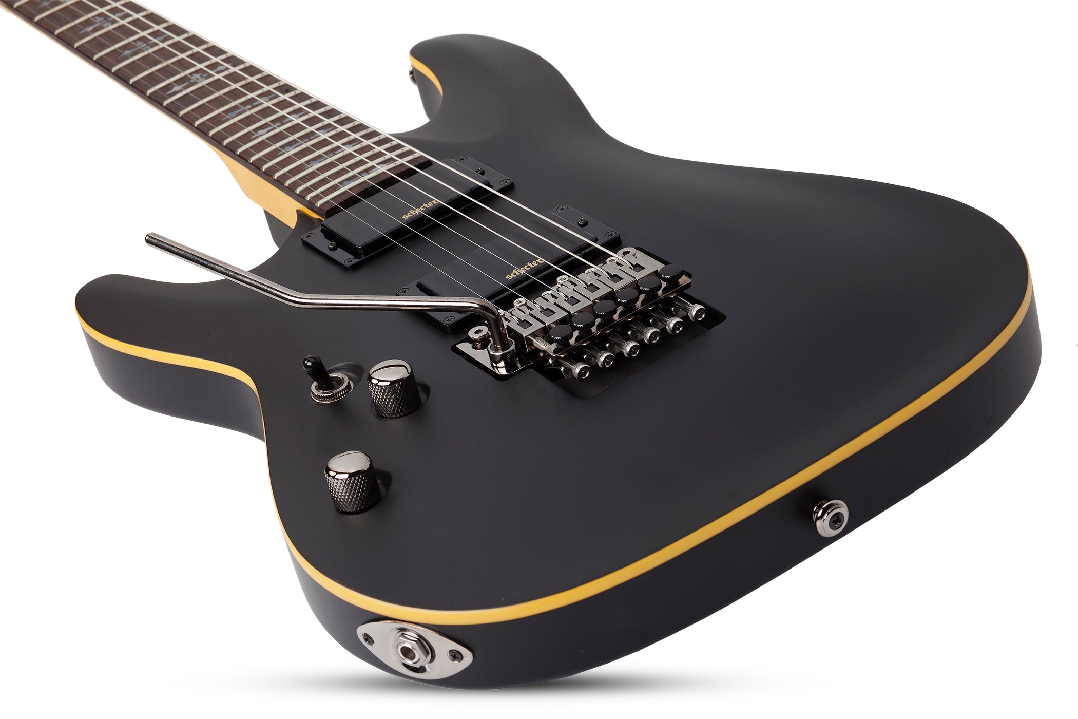 SCHECTER DEMON-6 FR LEFT-HANDED ELECTRIC GUITAR (3666) AGED BLACK SATIN MADE IN INDONESIA, SCHECTER, ELECTRIC GUITAR, schecter-electric-guitar-demon6-fr-lh-abs, ZOSO MUSIC SDN BHD