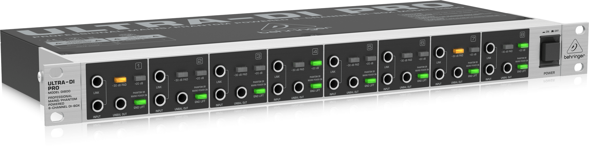 Behringer Ultra-DI Pro DI800v2 8-channel Active Instrument Direct Box (DI-800 / DI800) | BEHRINGER , Zoso Music