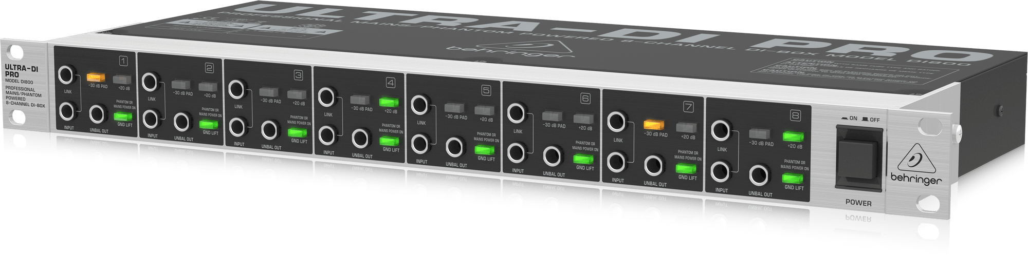 Behringer Ultra-DI Pro DI800v2 8-channel Active Instrument Direct Box (DI-800 / DI800) | BEHRINGER , Zoso Music