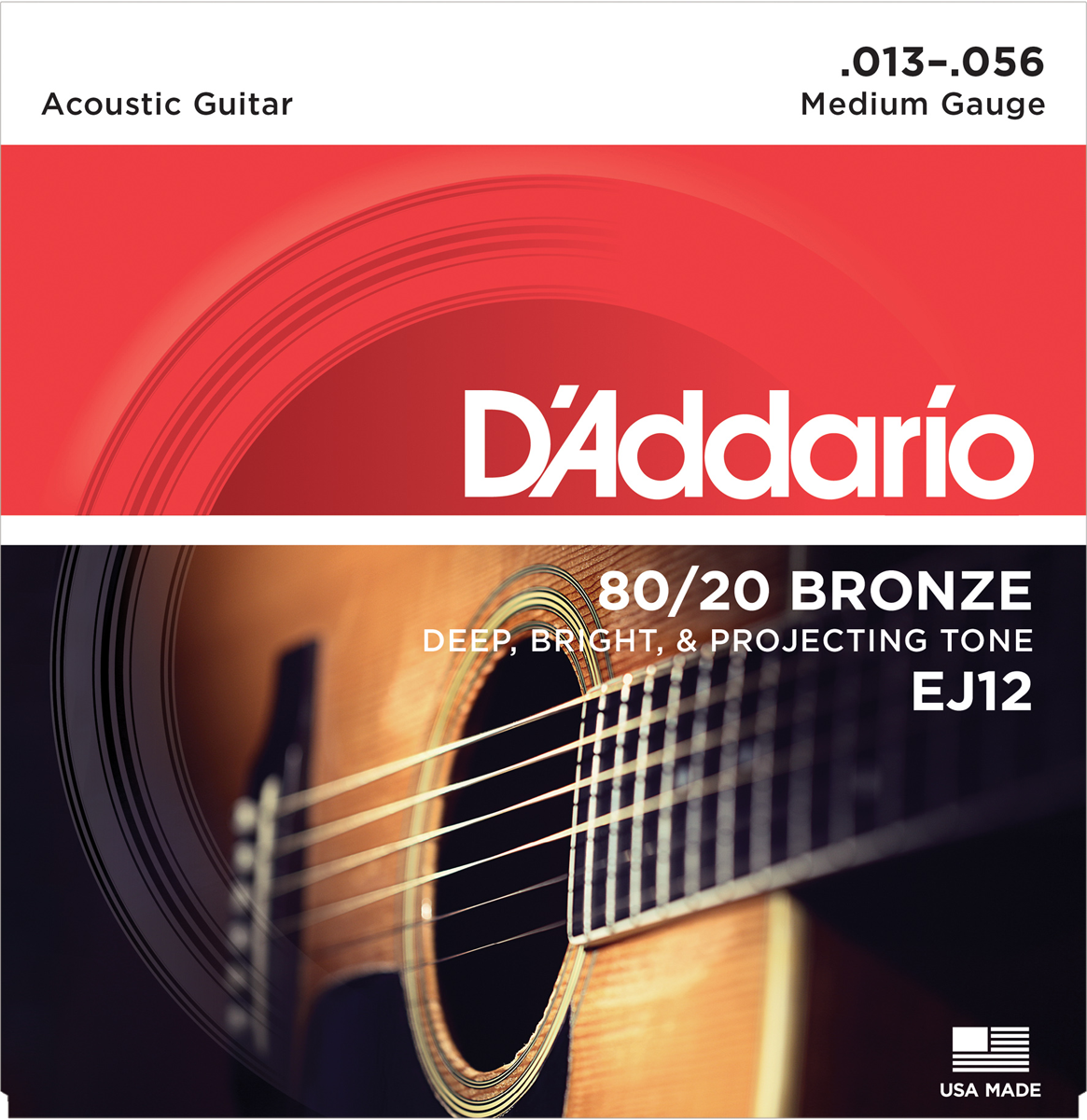 D'ADDARIO EJ12 80/20 BRONZE ACOUSTIC GUITAR STRINGS, MEDIUM, 13-56 | D'ADDARIO , Zoso Music