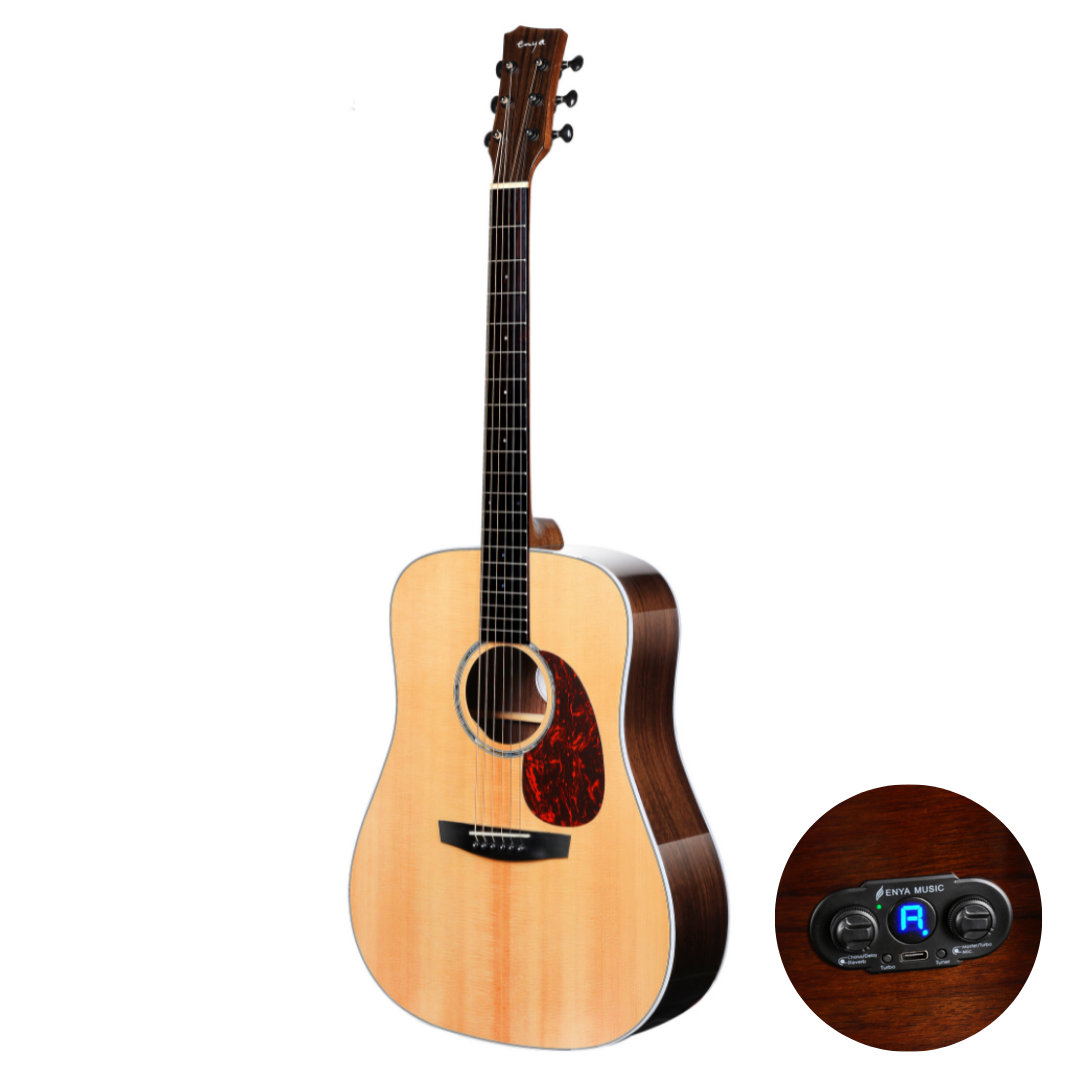 Enya ED-Q1e 41" Acoustic Guitar Solid Sitka Spruce Top & Transacoustic Pickup With Bag And Accessories | ENYA , Zoso Music