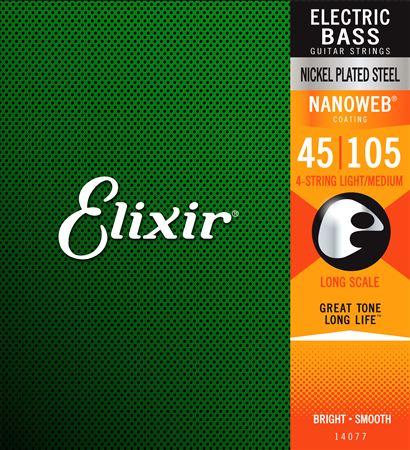 ELIXIR 14077 (045-105) NANOWEB MEDIUM LONG SCALE ELECTRIC BASS GUITAR STRING | ELIXIR , Zoso Music