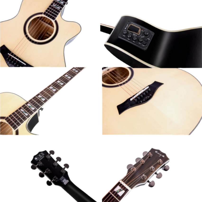 Enya EF-18NACe 40" Folk Acoustic Guitar KLT-1 EQ Cutaway Natural With Bag And Accessories | ENYA , Zoso Music