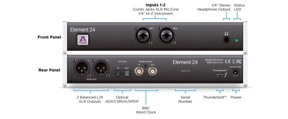 Apogee Element 24 - 10x12 Thunderbolt Audio Interface for Mac | APOGEE , Zoso Music