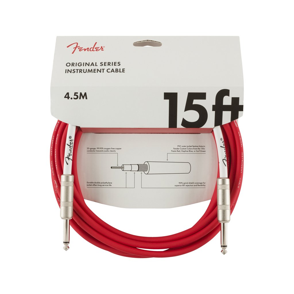 Fender Original Series Instrument Cable, 15ft, Fiesta Red, FENDER, CABLES, fender-cables-f03-099-0515-010, ZOSO MUSIC SDN BHD