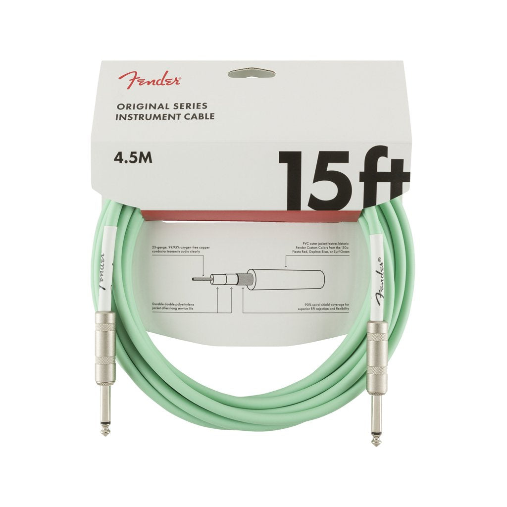 Fender Original Series Instrument Cable, 15ft, Seafoam Green, FENDER, CABLES, fender-cables-f03-099-0515-058, ZOSO MUSIC SDN BHD