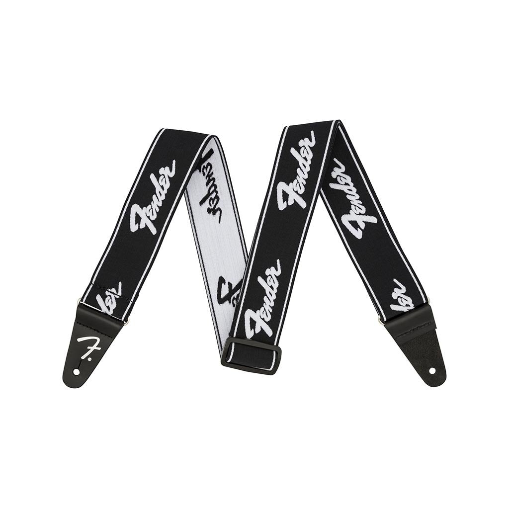 Fender Weighless Running Logo Guitar Strap, Black/White, 2inch, FENDER, STRAP, fender-straps-f03-099-0642-074, ZOSO MUSIC SDN BHD