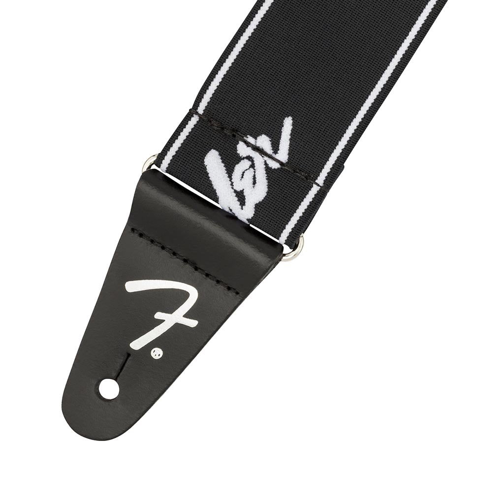 Fender Weighless Running Logo Guitar Strap, Black/White, 2inch, FENDER, STRAP, fender-straps-f03-099-0642-074, ZOSO MUSIC SDN BHD