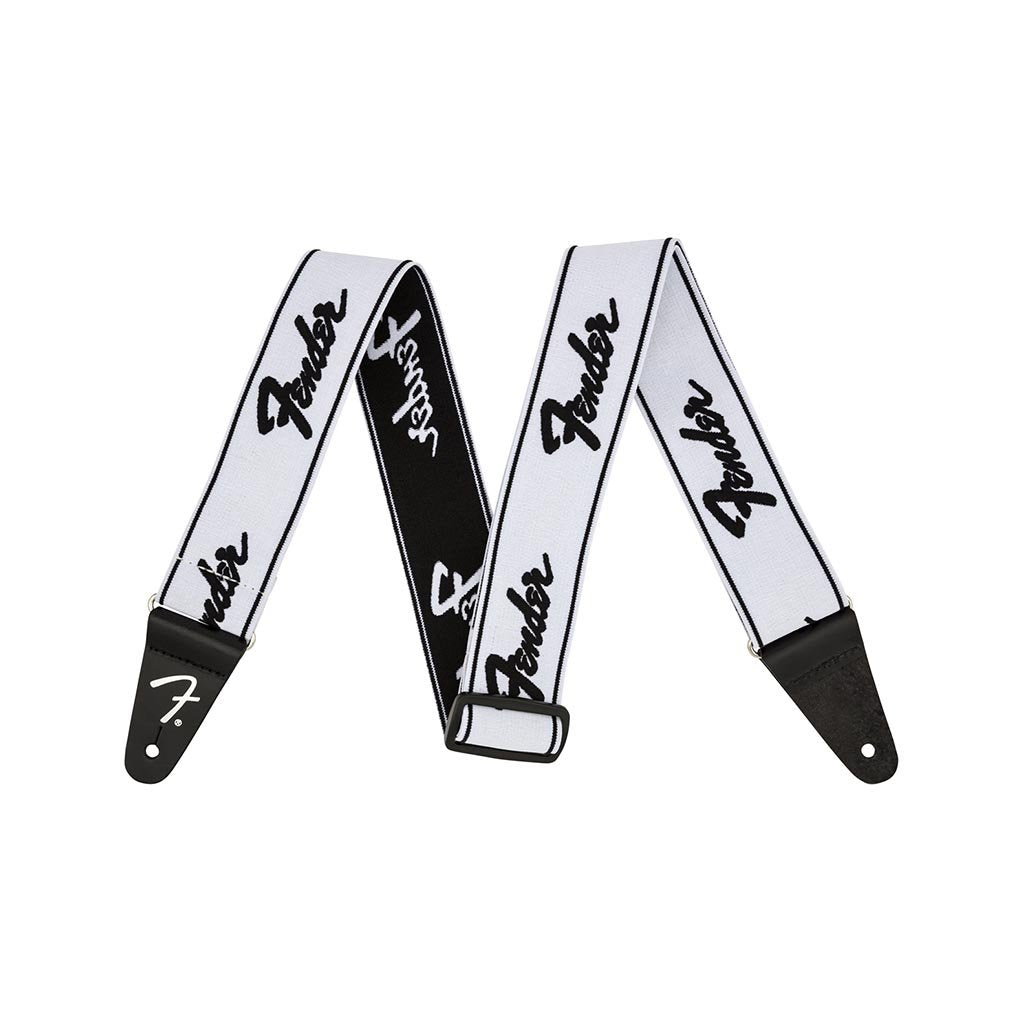 Fender Weighless Running Logo Guitar Strap, White/Black, 2inch, FENDER, STRAP, fender-straps-f03-099-0642-075, ZOSO MUSIC SDN BHD