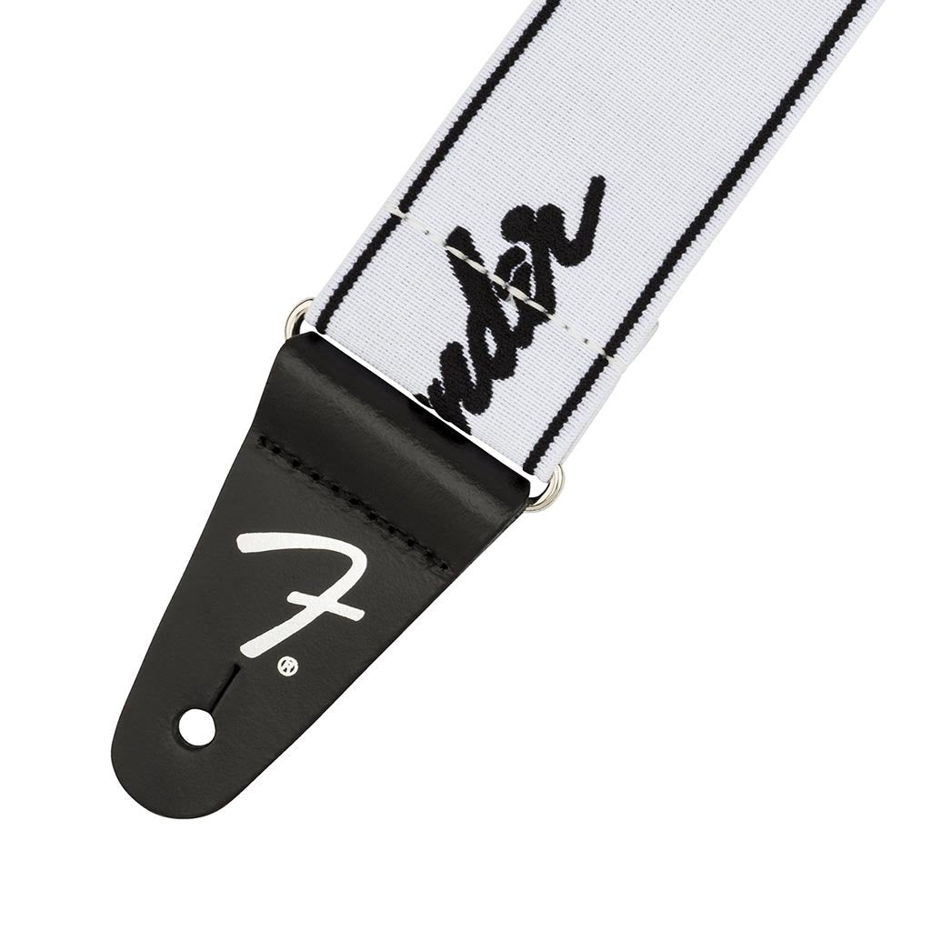 Fender Weighless Running Logo Guitar Strap, White/Black, 2inch, FENDER, STRAP, fender-straps-f03-099-0642-075, ZOSO MUSIC SDN BHD