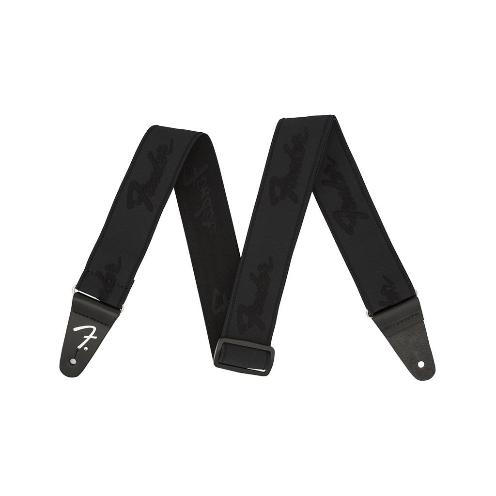 Fender Weighless Running Logo Guitar Strap, Black/Black, 2inch, FENDER, STRAP, fender-straps-f03-099-0642-076, ZOSO MUSIC SDN BHD