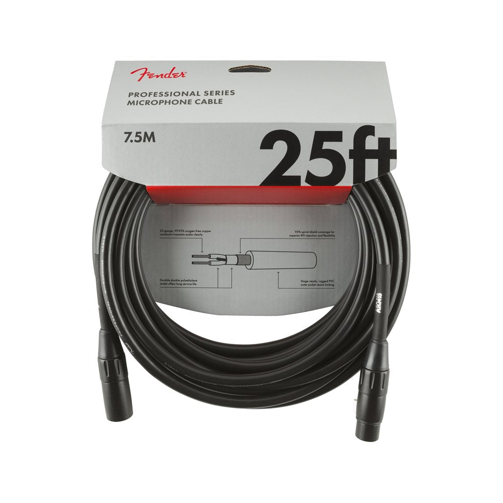 Fender Professional Series Microphone Cable, 25ft, Black, FENDER, CABLES, fender-cables-f03-099-0820-015, ZOSO MUSIC SDN BHD