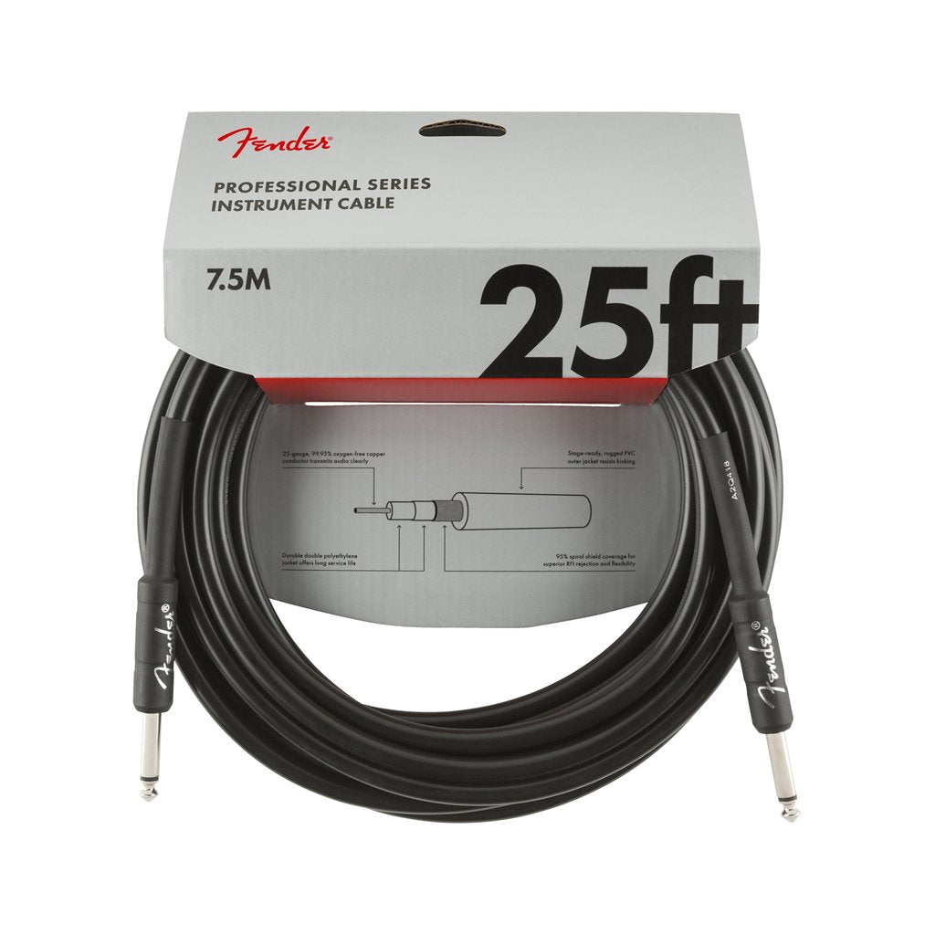 Fender Professional Series Instrument Cable, 25ft, Black, FENDER, CABLES, fender-cables-f03-099-0820-016, ZOSO MUSIC SDN BHD