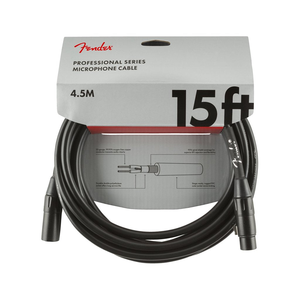 Fender Professional Series Microphone Cable, 15ft, Black, FENDER, CABLES, fender-cables-f03-099-0820-018, ZOSO MUSIC SDN BHD