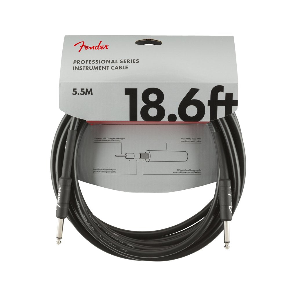 Fender Professional Series Instrument Cable, 18.6ft, Black, FENDER, CABLES, fender-cables-f03-099-0820-020, ZOSO MUSIC SDN BHD