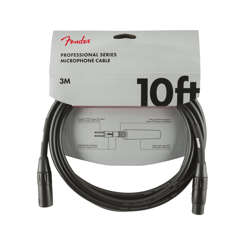 Fender Professional Series Microphone Cable, 10ft, Black, FENDER, CABLES, fender-cables-f03-099-0820-022, ZOSO MUSIC SDN BHD