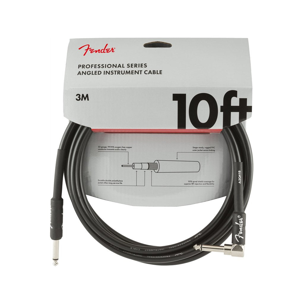 Fender Professional Series Angled Instrument Cable, 10ft, Black, FENDER, CABLES, fender-cables-f03-099-0820-025, ZOSO MUSIC SDN BHD