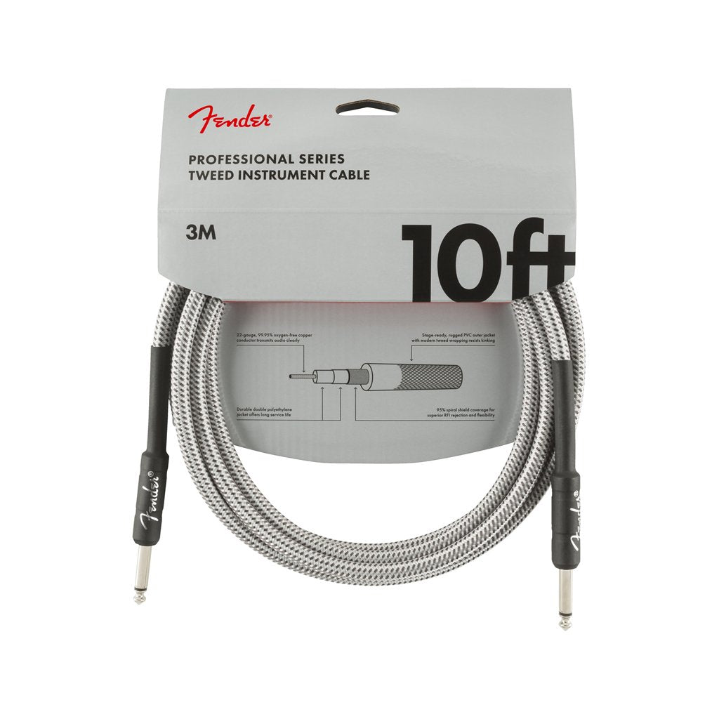 Fender Professional Series Instrument Cable, 10ft, White Tweed, FENDER, CABLES, fender-cables-f03-099-0820-063, ZOSO MUSIC SDN BHD