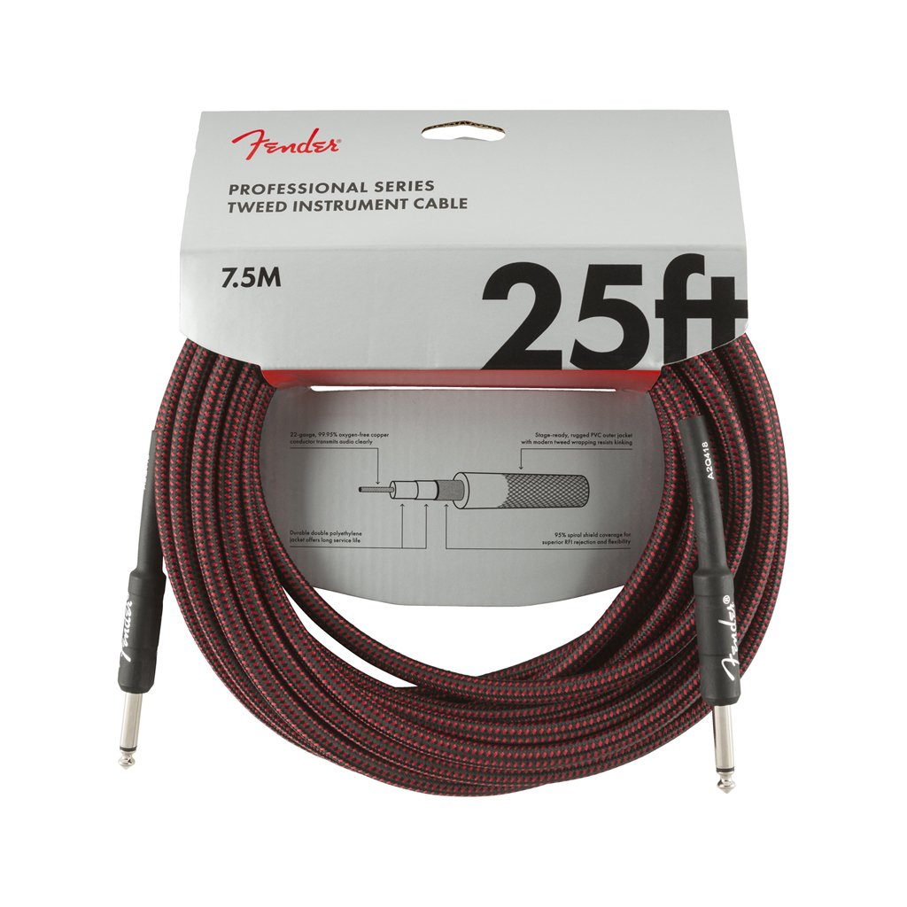 Fender Professional Series Instrument Cable, 25ft, Red Tweed, FENDER, CABLES, fender-cables-f03-099-0820-070, ZOSO MUSIC SDN BHD