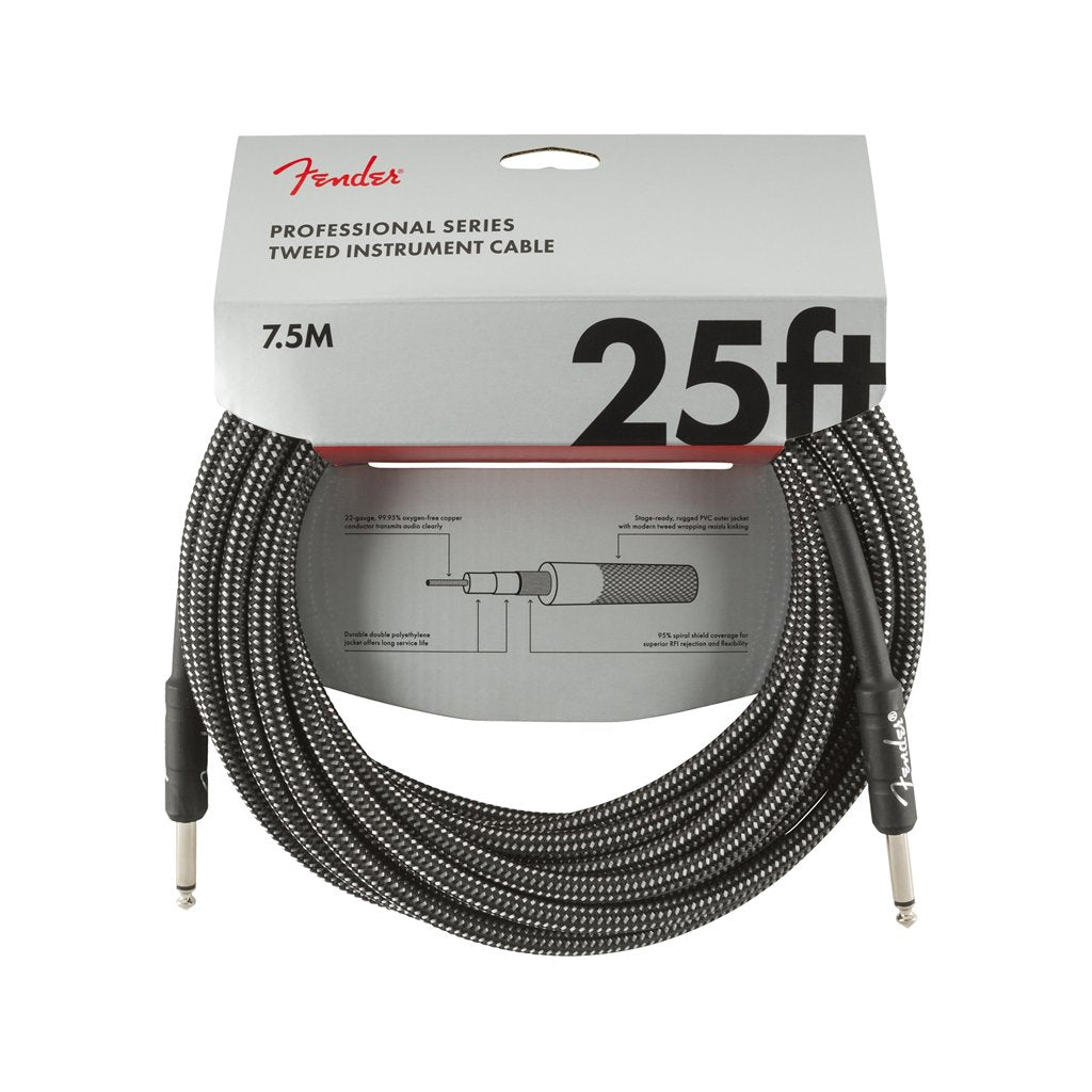 Fender Professional Series Instrument Cable, 25ft, Grey Tweed, FENDER, CABLES, fender-cables-f03-099-0820-071, ZOSO MUSIC SDN BHD