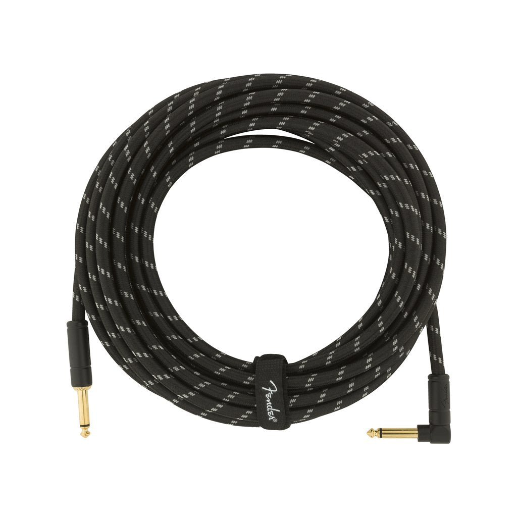 Fender Deluxe Series Angled Instrument Cable, 25ft, Black Tweed, FENDER, CABLES, fender-cables-f03-099-0820-077, ZOSO MUSIC SDN BHD