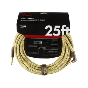 Fender Deluxe Series Angled Instrument Cable, 25ft, Tweed, FENDER, CABLES, fender-cables-f03-099-0820-078, ZOSO MUSIC SDN BHD