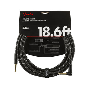 Fender Deluxe Series Angled Instrument Cable, 18.6ft, Black Tweed, FENDER, CABLES, fender-cables-f03-099-0820-079, ZOSO MUSIC SDN BHD