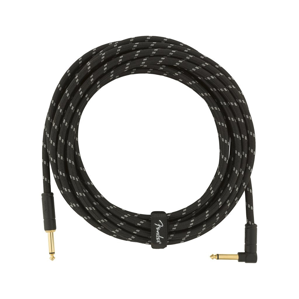 Fender Deluxe Series Angled Instrument Cable, 18.6ft, Black Tweed, FENDER, CABLES, fender-cables-f03-099-0820-079, ZOSO MUSIC SDN BHD