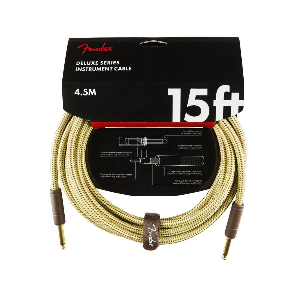 Fender Deluxe Series Instrument Cable. 15ft, Tweed, FENDER, CABLES, fender-cables-f03-099-0820-084, ZOSO MUSIC SDN BHD