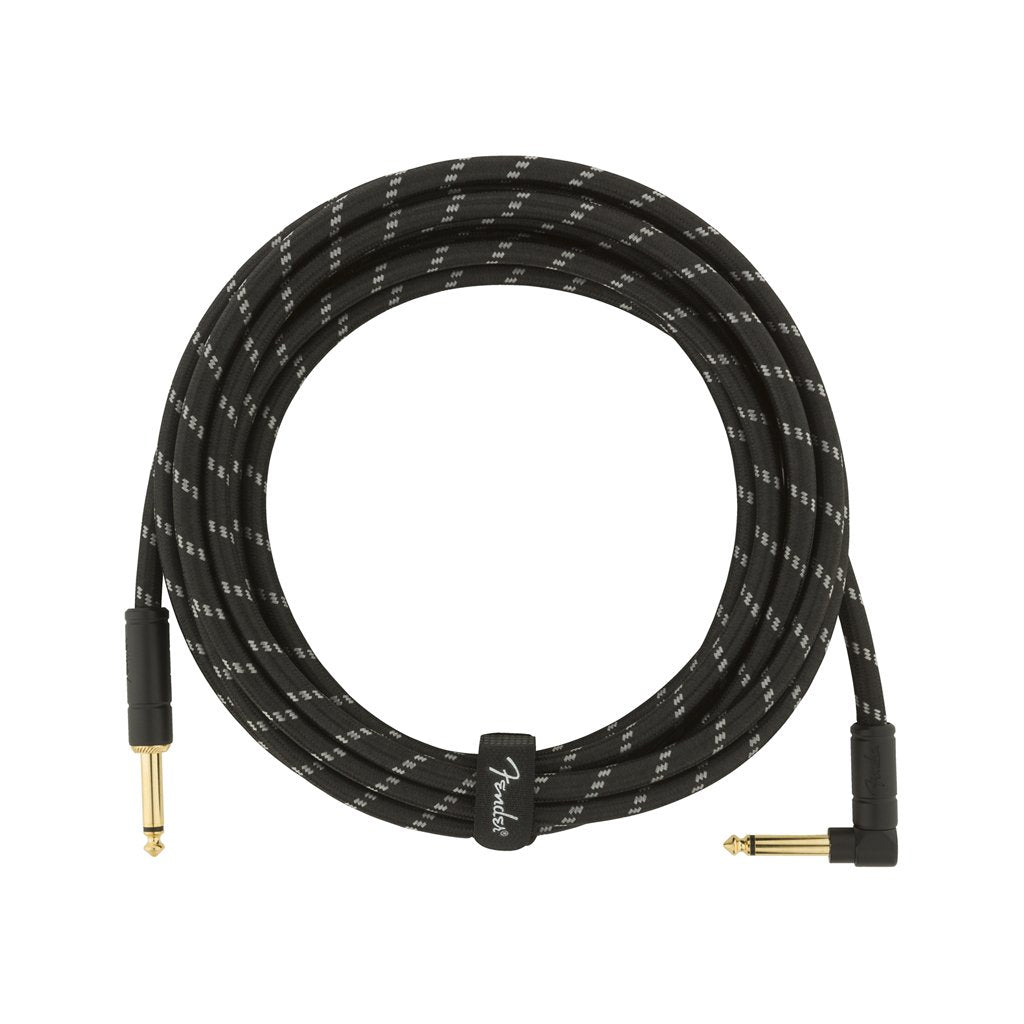 Fender Deluxe Series Angled Instrument Cable. 15ft, Black Tweed, FENDER, CABLES, fender-cables-f03-099-0820-085, ZOSO MUSIC SDN BHD