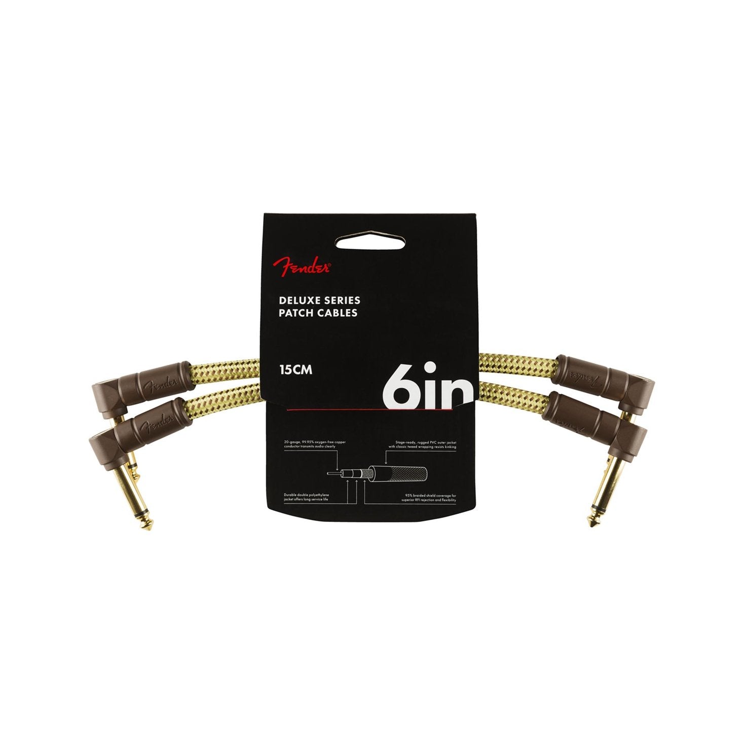 Fender Deluxe Series Patch Cable, Tweed, 2 Pack, FENDER, CABLES, fender-cables-f03-099-0820-088, ZOSO MUSIC SDN BHD