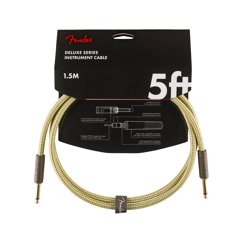 Fender Deluxe Series Instrument Cable, 5ft, Tweed, FENDER, CABLES, fender-cables-f03-099-0820-094, ZOSO MUSIC SDN BHD