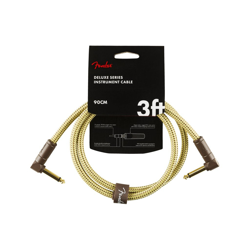 Fender Deluxe Series Angled Instrument Cable, 3ft, Tweed, FENDER, CABLES, fender-cables-f03-099-0820-098, ZOSO MUSIC SDN BHD