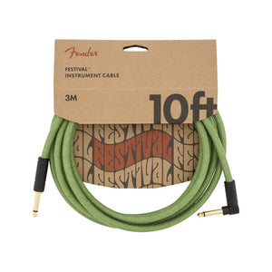 Fender Festival Hemp Angled Instrument Cable, 10ft, Pure Hemp, Green, FENDER, CABLES, fender-cables-f03-099-0910-062, ZOSO MUSIC SDN BHD
