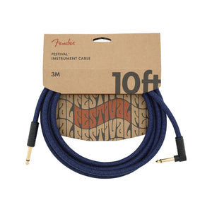 Fender Festival Hemp Angled Instrument Cable, 10ft, Pure Hemp, Blue Dream, FENDER, CABLES, fender-cables-f03-099-0910-073, ZOSO MUSIC SDN BHD