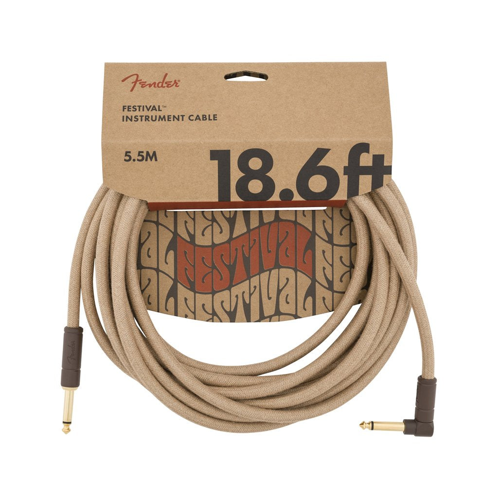 Fender Festival Hemp Angled Instrument Cable, 18.6ft, Pure Hemp, Natural, FENDER, CABLES, fender-cables-f03-099-0918-021, ZOSO MUSIC SDN BHD