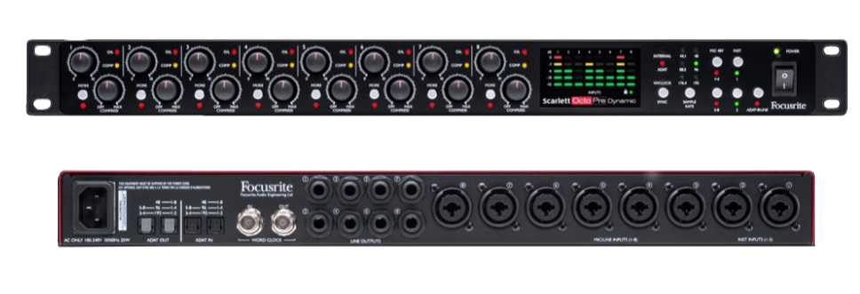 FOCUSRITE SCARLETT OCTOPRE DYNAMIC 8 MIC PRE WITH ADAT CONNECTIVITY PLUS ANALOG COMPRESSION, FOCUSRITE, AUDIO INTERFACE, focusrite-scarlett-octopre-dynamic-8-mic-pre-with-adat-connectivity-plus-analog-compression, ZOSO MUSIC SDN BHD