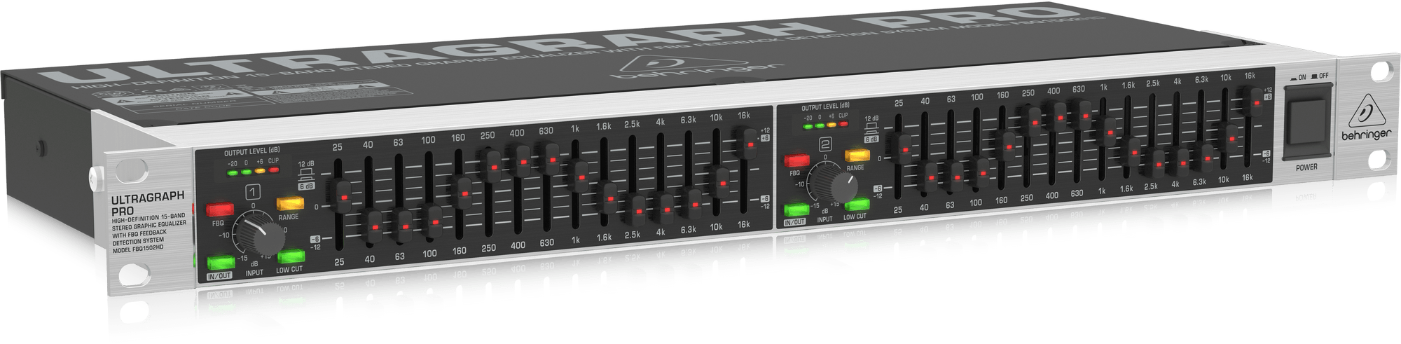 Behringer Ultragraph Pro FBQ1502HD 15-band Stereo Graphic EQ with FBQ Feedback Detection (FBQ-1502HD) | BEHRINGER , Zoso Music