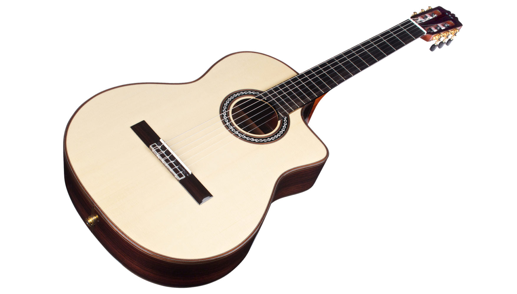 Cordoba GK Pro Negra - Solid European Spruce Top, Solid Rosewood Back & Sides with Pickup & Cordoba Humidified Archtop Wood Case (Full Solid) | CORDOBA , Zoso Music