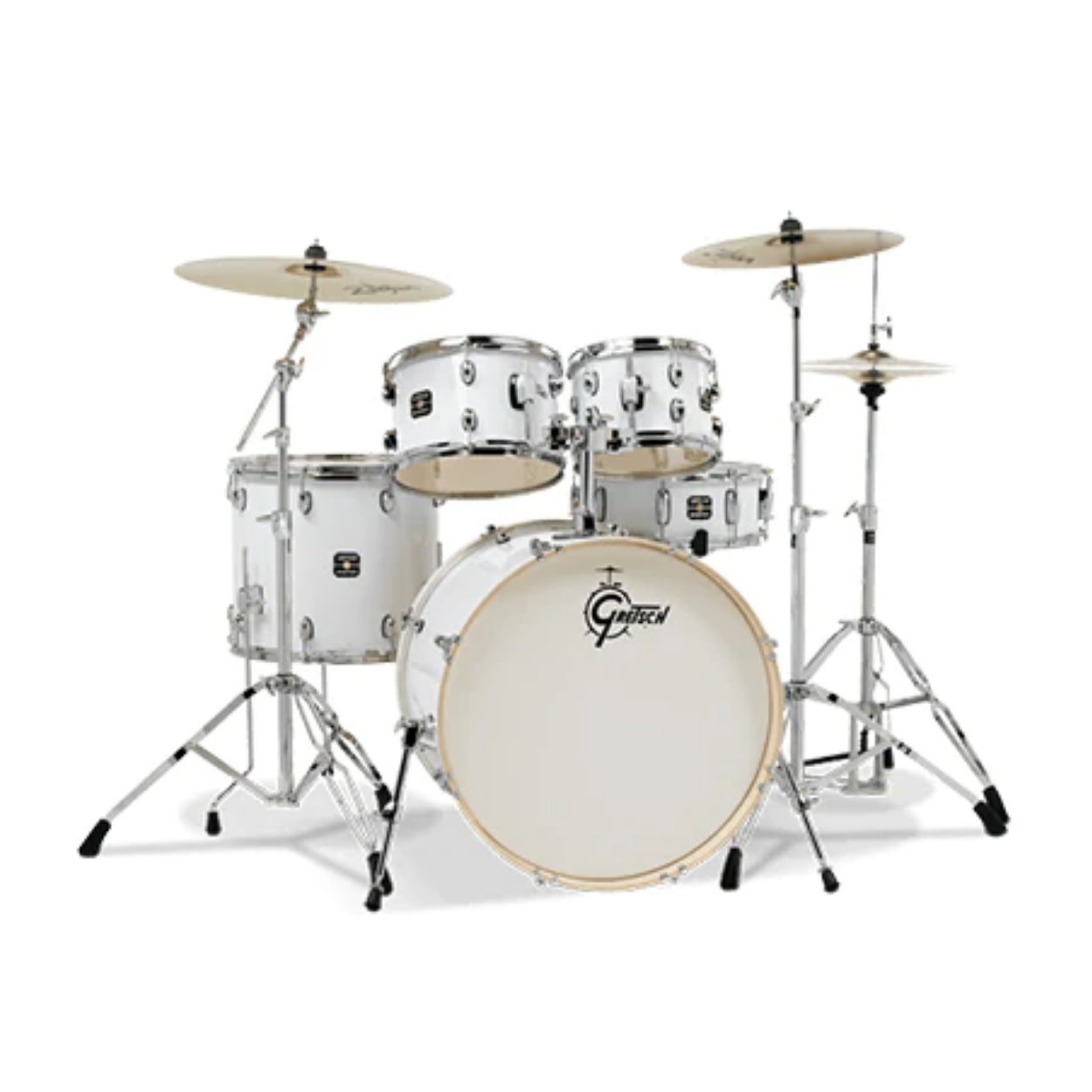 Gretsch GE4E825W Energy 5-Piece Drum Kit with Hardware(22inch BD), No Cymbals, White