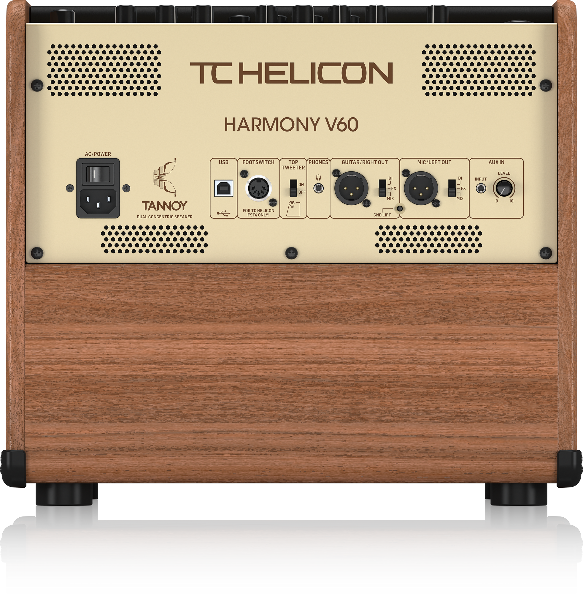 TC HELICON HARMONY V60 60 WATT 2 CHANNEL ACOUSTIC AMPLIFIER WITH VOCAL PROCESSING, LOOPER, TANNOY DUAL CONCENTRIC SPEAKER AND 4-BUTTON FOOTSWITCH, TC HELICON, ACOUSTIC AMPLIFIER, tc-helicon-acoustic-amp-harmony-v60, ZOSO MUSIC SDN BHD