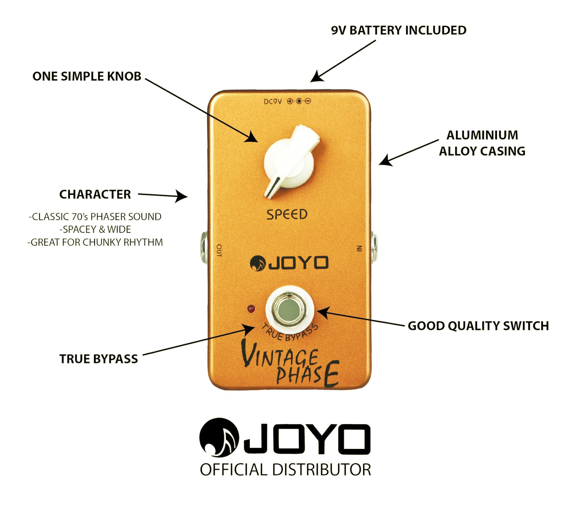 JOYO JF-06 VINTAGE PHASE, JOYO, EFFECTS, joyo-vintage-phase-jf-06-effect-pedal, ZOSO MUSIC SDN BHD
