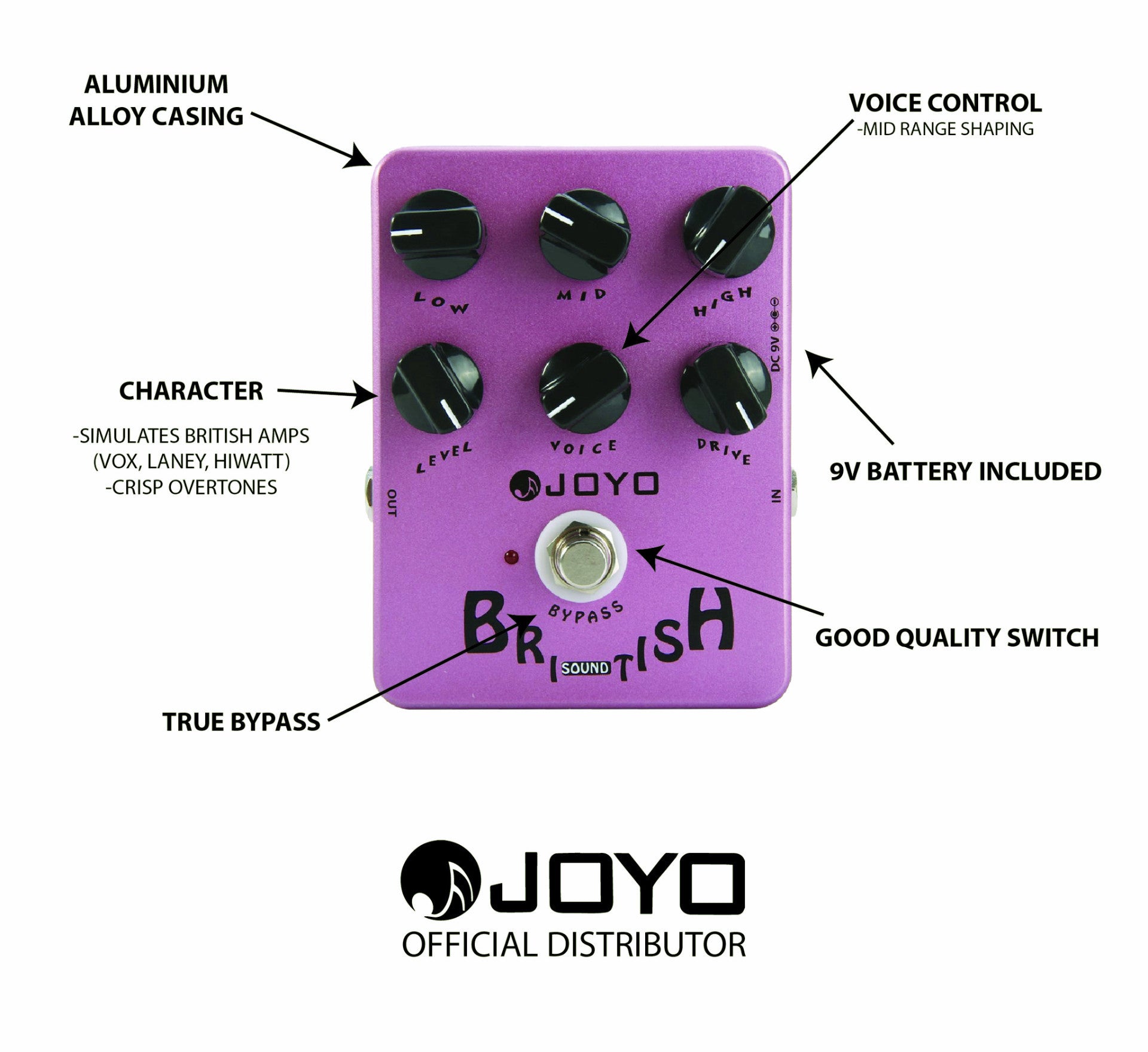 JOYO JF-16 BRITISH SOUND EFFECT PEDAL, JOYO, EFFECTS, joyo-british-sound-jf-16-effect-pedal, ZOSO MUSIC SDN BHD