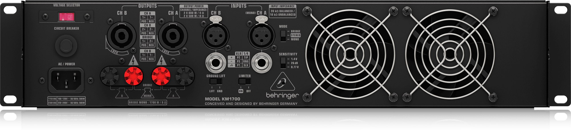 Behringer KM1700 1700-watt 2-channel Power Amplifier (KM-1700) | BEHRINGER , Zoso Music