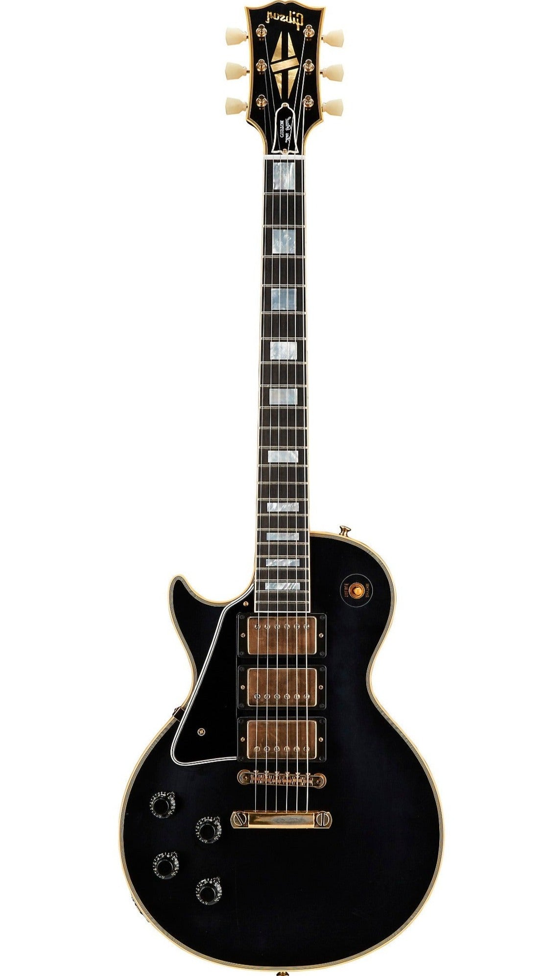 Gibson 1957 Les Paul Custom Reissue 3-Pickup VOS (Left-handed) Electric Guitar, Ebony (LPB357LHVOEBGH1)