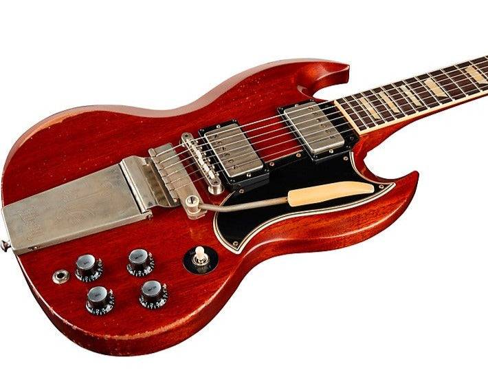 Gibson 1964 SG Standard Reissue w/ Maestro Vibrola Heavy Aged  Electric Guitar, Faded Cherry (SGSR64HAFCNM1) |  GIBSON |  ELECTRIC GUITAR |  Zoso Music