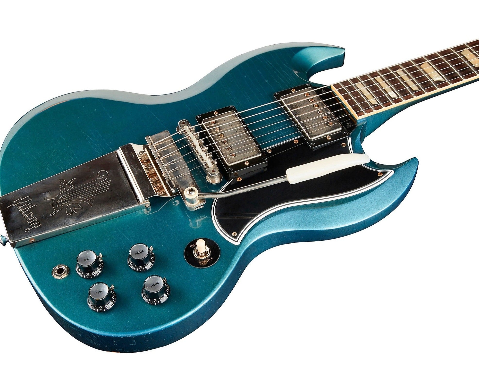 Gibson 1964 SG Standard Reissue w/ Maestro Vibrola Light Aged Electric Guitar, Antique Pelham Blue (SGSR64LAAPBNM1)