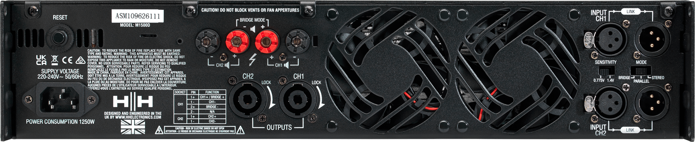 HH ELECTRONIC M-1500D M SERIES STEREO POWER AMPLIFIER |  HH ELECTRONICS |  POWER AMPLIFIER |  Zoso Music