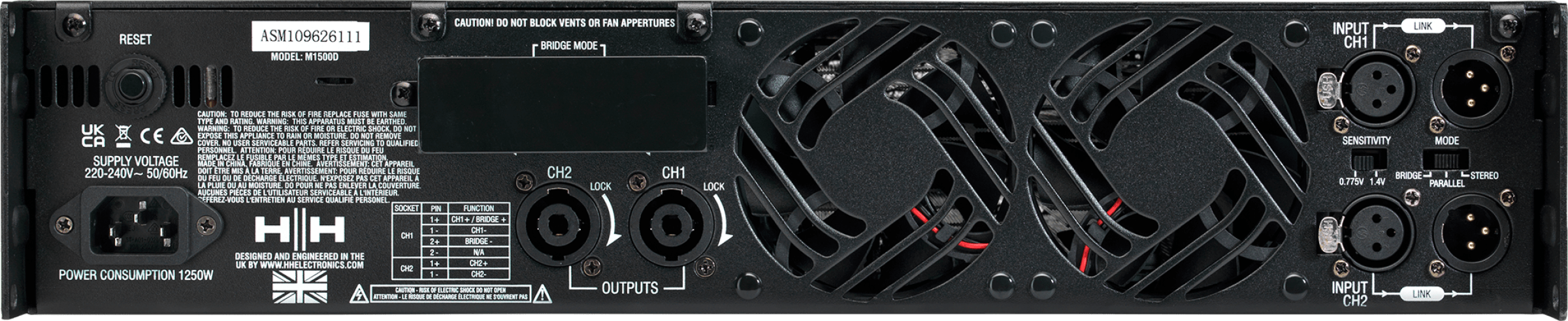HH ELECTRONIC M-1500D M SERIES STEREO POWER AMPLIFIER |  HH ELECTRONICS |  POWER AMPLIFIER |  Zoso Music