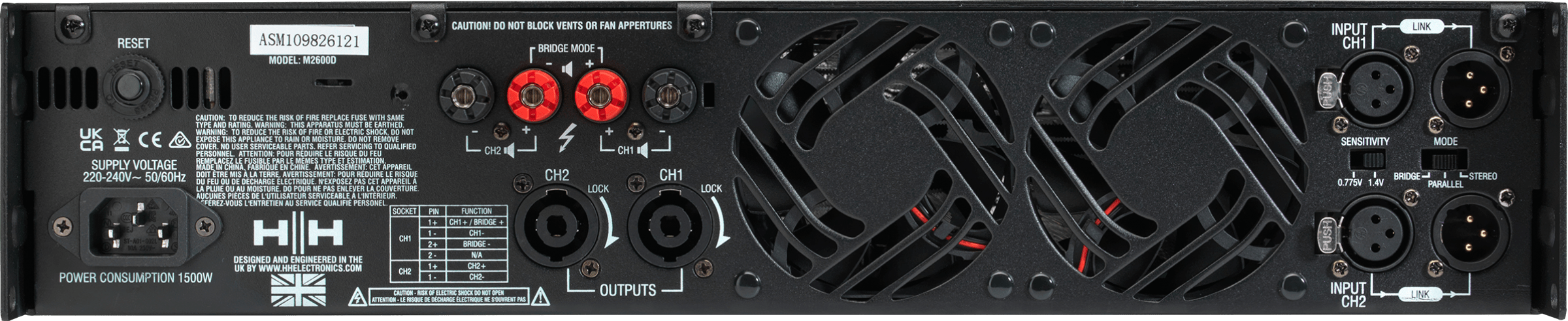 HH ELECTRONICE M-2600D M SERIES STEREO POWER AMPLIFIER |  HH ELECTRONICS |  POWER AMPLIFIER |  Zoso Music